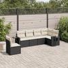 Vidaxl 6-Cz. Garden Furniture Set With Cushions, Black Poly Rattan