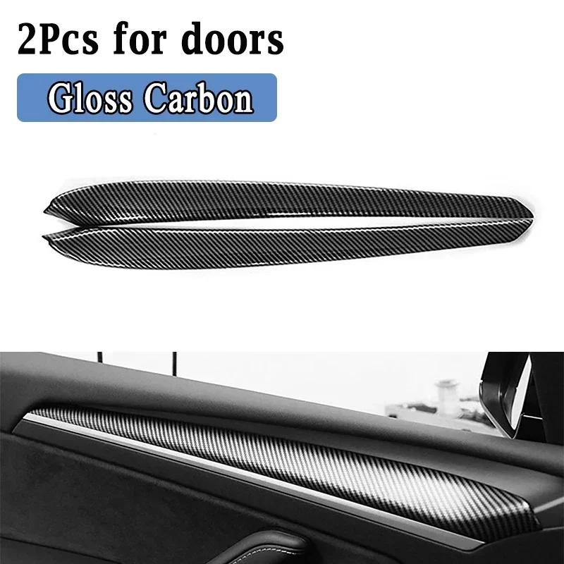 For Tesla Model 3 Model Y Dashboard Panel Stickers Center Console Decor Trim For Tesla Accessories ABS Decals Carbon Fiber Look