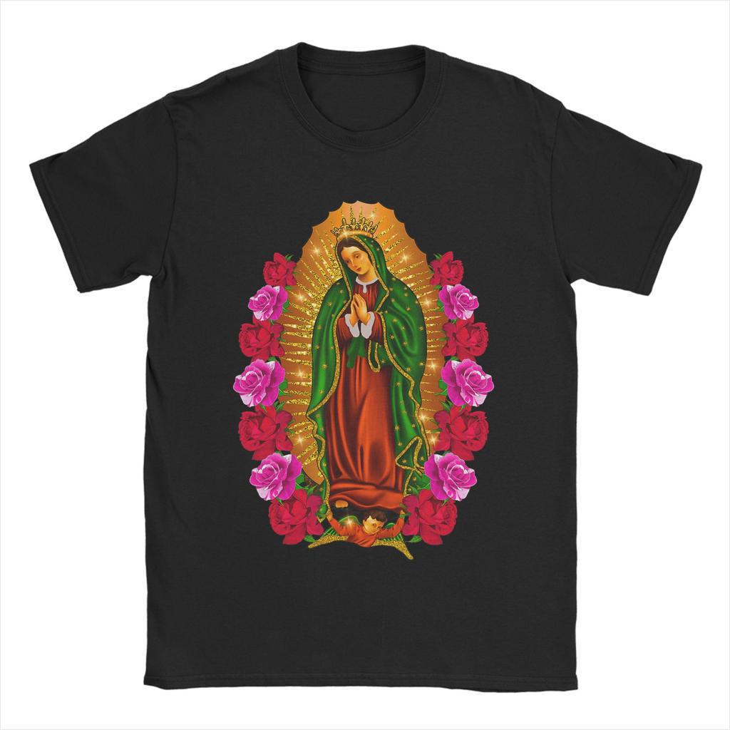 Vintage T Shirt Summer Tattoo Style Virgin Mary Hippie T Shirts  100 Cotton Tshirt for Men Y2K Retro Print Short Sleeve Clothes