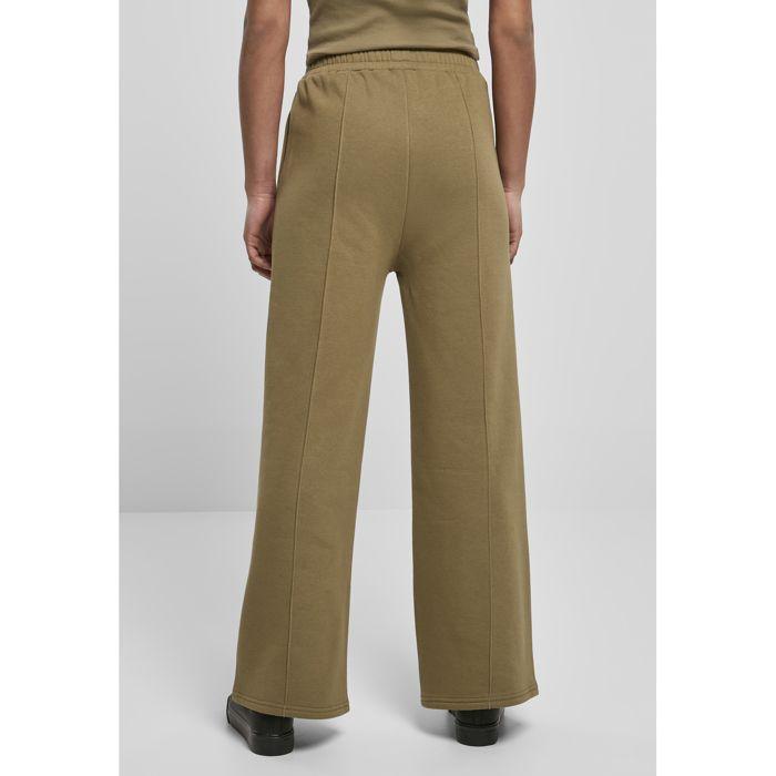 Pantalon Femme - Urban Classics - Pin Tuck - Vert Olive - Grande Taille - Coupe Droite
