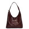 Retro Soft Leather Large Capacity Tote Bag Women'S Casual Simple Commuting Shoulder Underarm Bucket Bag