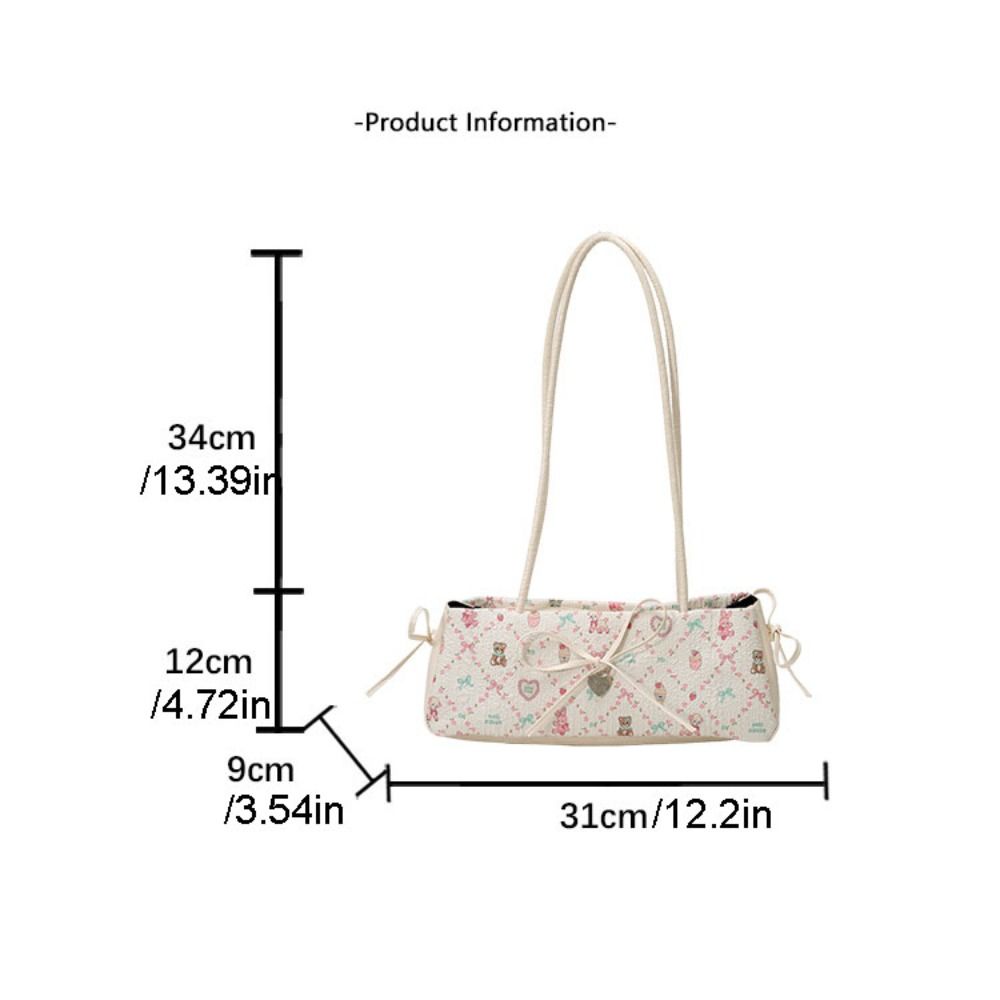 Pleated French Stick Handbag Plaid Cloth Underarm Bags Fashion Bow Shoulder Bag  Daily
