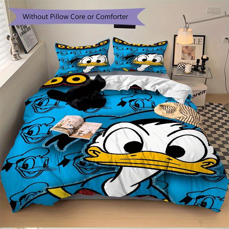 Set Biancheria da Letto a Fumetti con Paperino 3 Pezzi Include 1 Copripiumino e 2 Federe, Biancheria da Letto Confortevole W005