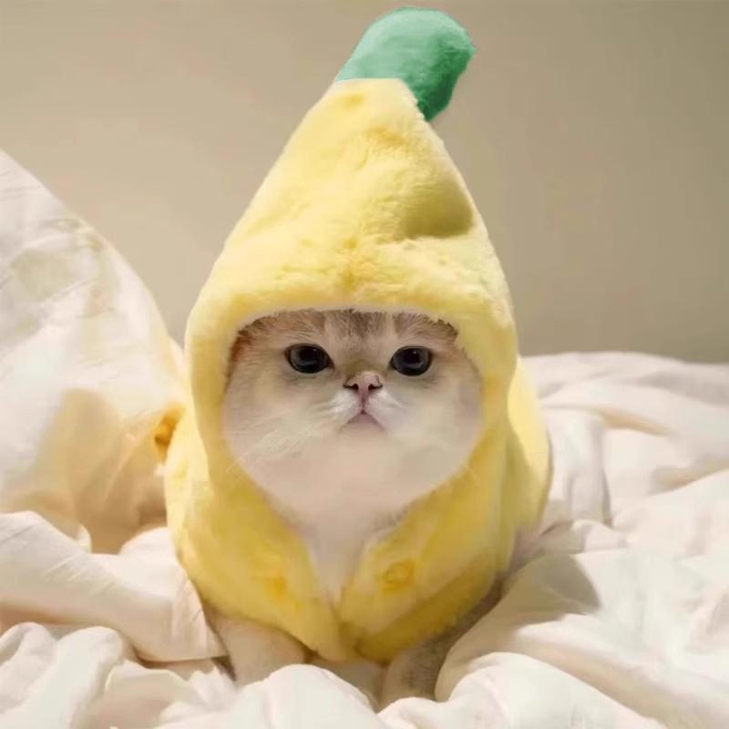 Pet Banana Clothes Winter Warm Transformed Banana Dress for Dog Cat Plush and Thicken Banana Costumes Puppy Jumpsuit