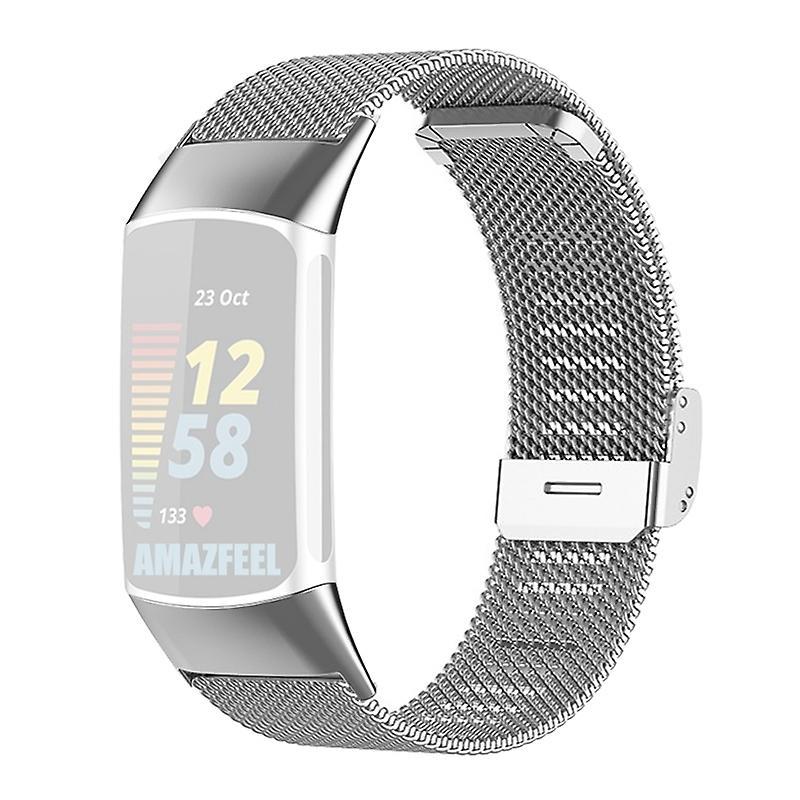 For Fitbit Charge 6/5 Adjustable Watchband Luxurious Metal Mesh Watch Strap Replacement Wristband