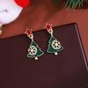 Christmas Star Hollow-Out Diamond-Encrusted Christmas Tree Stud Earrings, Niche Design Sense Contrasting Color Dripping Oil Fashion Earrings