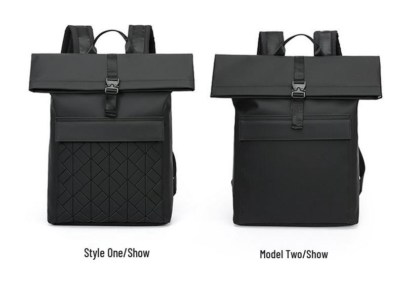 Men's Large Capacity Roll Top Backpack: Trendy Commuter, Travel, and Business Bag