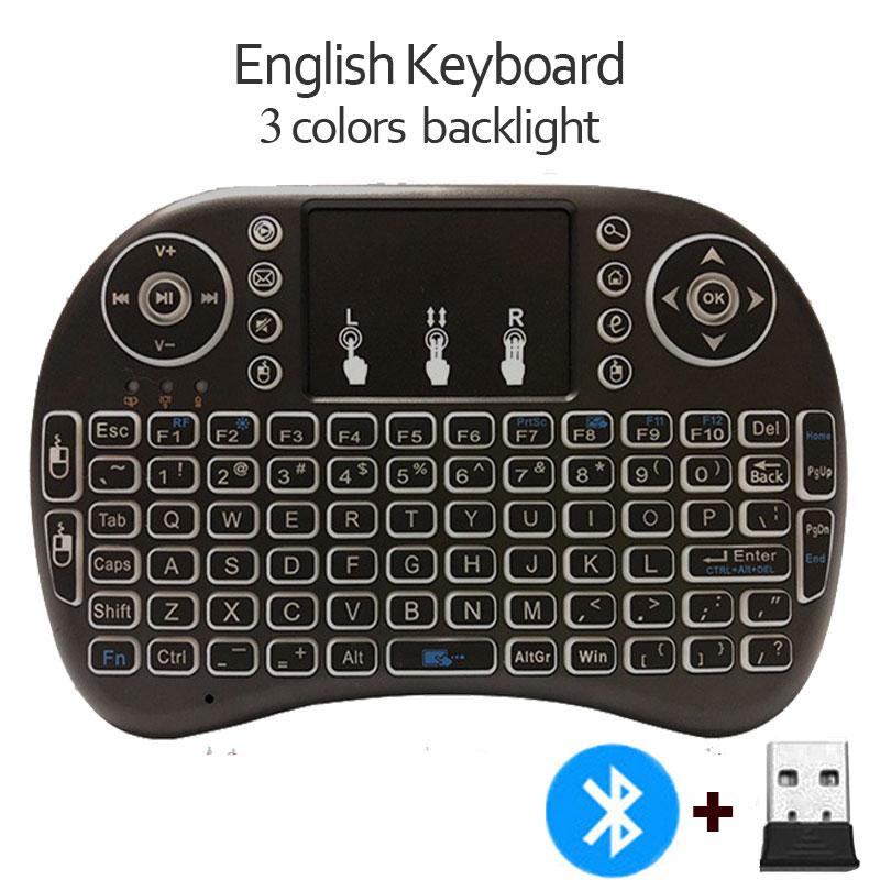 Bluetooth 2.4G Colorful Backlight Russian Spanish Air Mouse Remote Touchpad for Android TV Box PC I8 Mini Wireless Keyboard