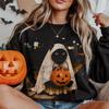 Black Cat Ghost Halloween Shirt, Funny Trick Or Treat Tee, Cute Street Cat Pumpkin Costume Top, Spooky Season Gift, Retro Halloween Sweater