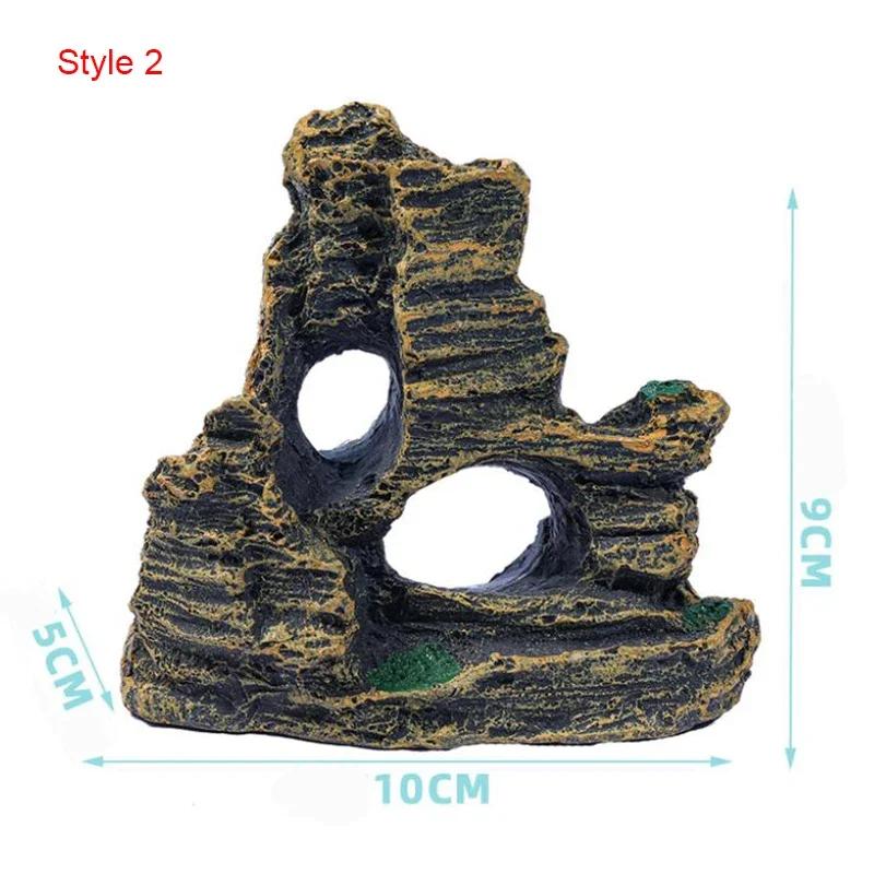 Small Aquarium Rockery Mountain View Rock Cave Stone Tree Fish Tank Ornament Decoration Aquarium Accessories Yellow Mountain
