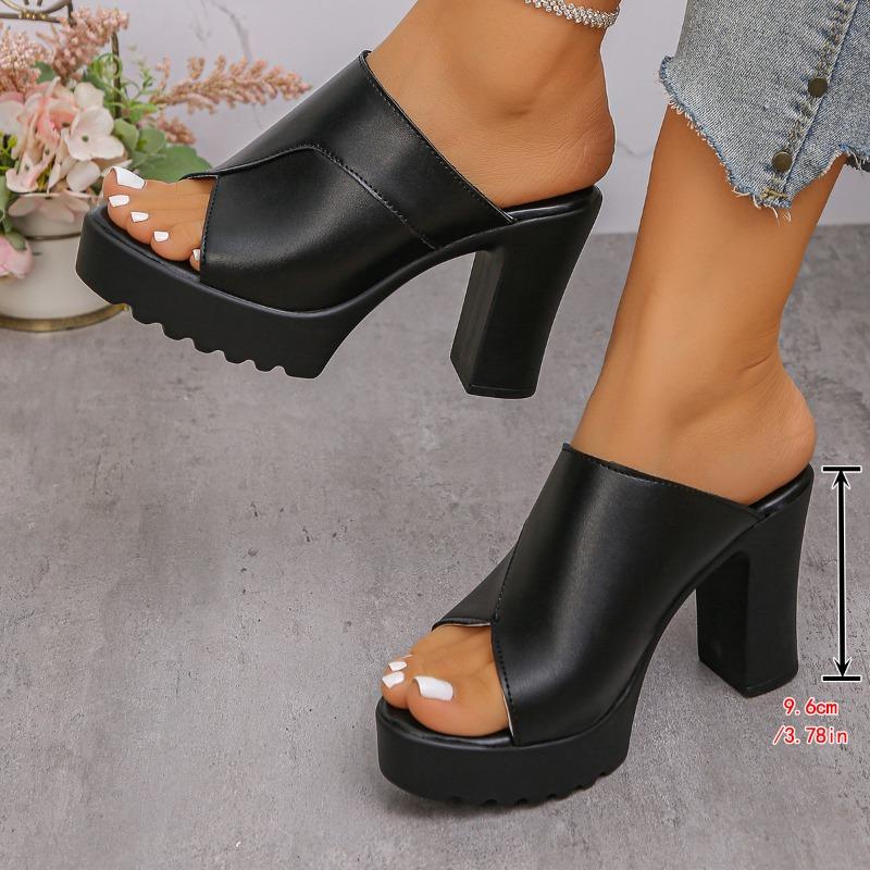 New fashionable super high-heeled sandals for women, summer thick-soled waterproof platform chunky heel one-strap hollow high-heeled sandals