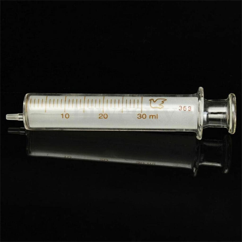 30 ml Refillable Standard Gauge Glass Syringe - 2 Pack Transparent Laboratory Injector for Lab and Home Use