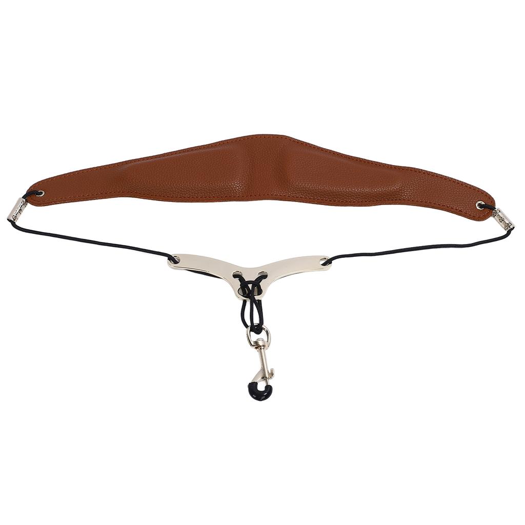 Saxophone Neck Strap for Alto Tenor Sax Breathable Adjustable Instrument Accessories with Metal Hook Coffee
