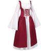 Medieval Women Victorian Long Red White Dress High Waist Design Parties Cosplay