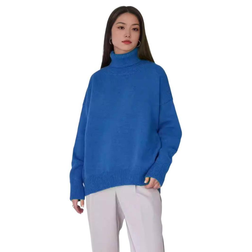 Women's New Hot-Selling Sweater Loose Half-Turtleneck Autumn Winter Solid Color Sweater