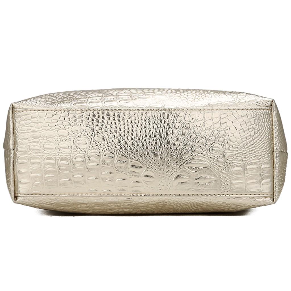 Women Fashion Alligator Solid Large Capacity Shoulder Tote Handbag Bags