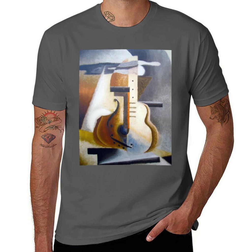 Nikolay Diulgheroff guitar painting TShirt Basic Short Sleeve Cotton Blend TShirt