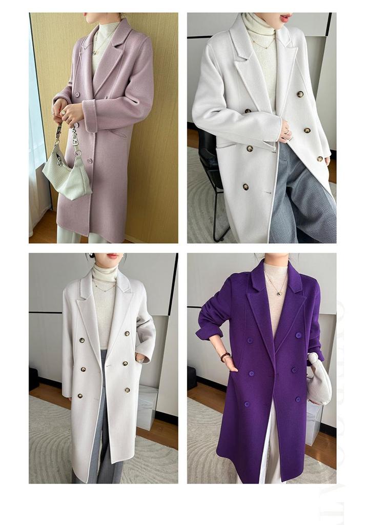 2025 Stylish Mid-Length Double-Sided Wool Coat for Women: Elegant Korean Design, Perfect for Modern Moms