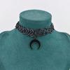 Gothic Moon Star Pendant Choker Necklace - Vintage-Inspired, Adjustable Clavicle Elastic Stretchy Chain with Hollow Design Tattoo Charms Jewelry