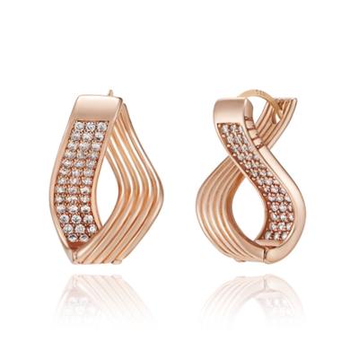 ELLE Schmuck 14K Auffällige Diagonale One-Touch Ohrringe (Goldene Anstecknadel) ELGPEE394