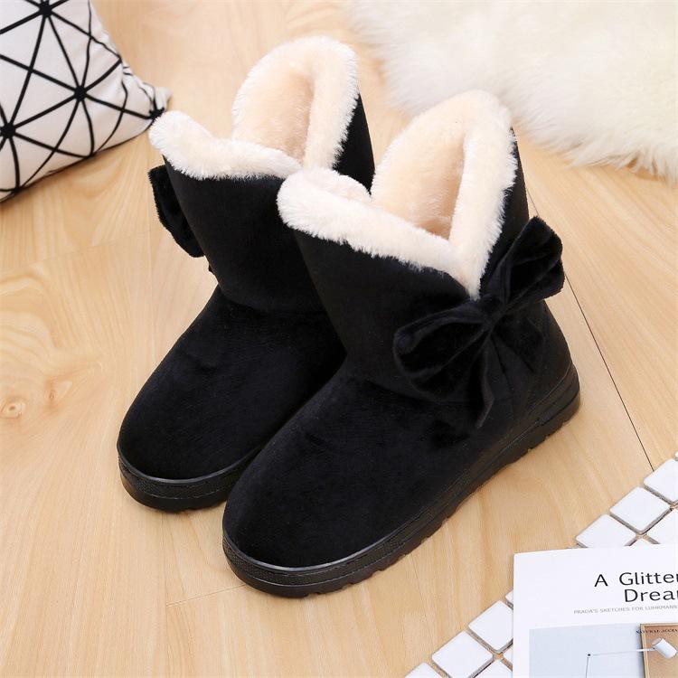 

Snow boots women s medium tube Korean version new velvet winter short boots cotton shoes flat women s cotton boots 35-36 (usually 34-35) чорний