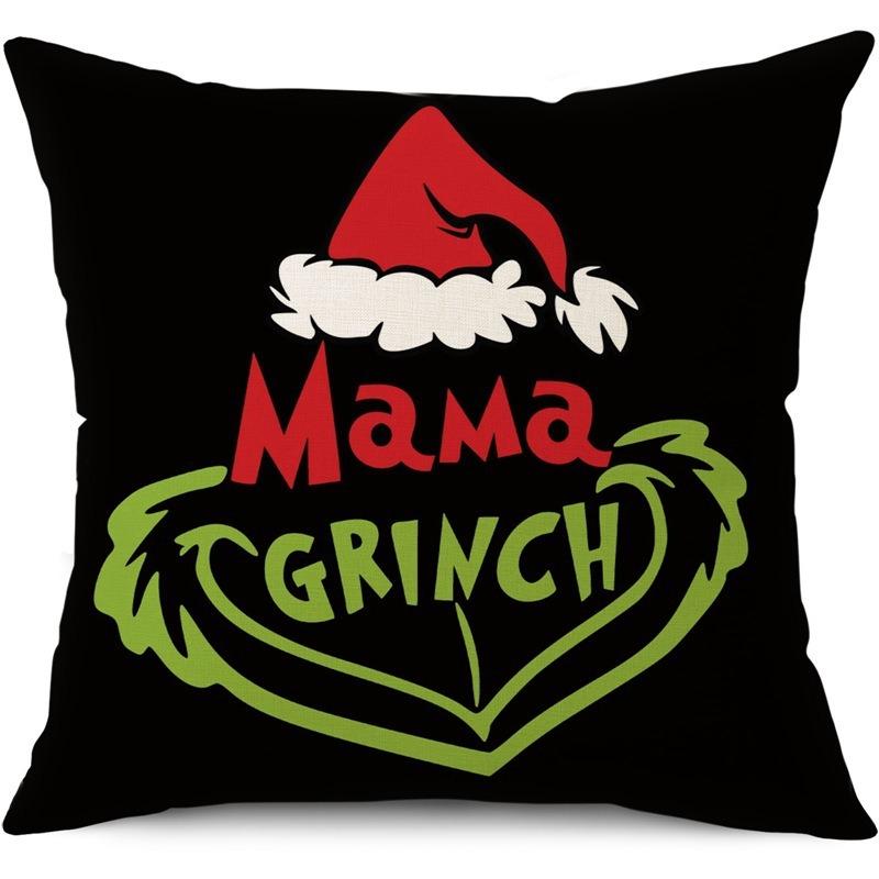 Green-haired Monster Pillow Cover Linen Christmas Pillow Cover Living Room Sofa Lumbar Cushion Cover