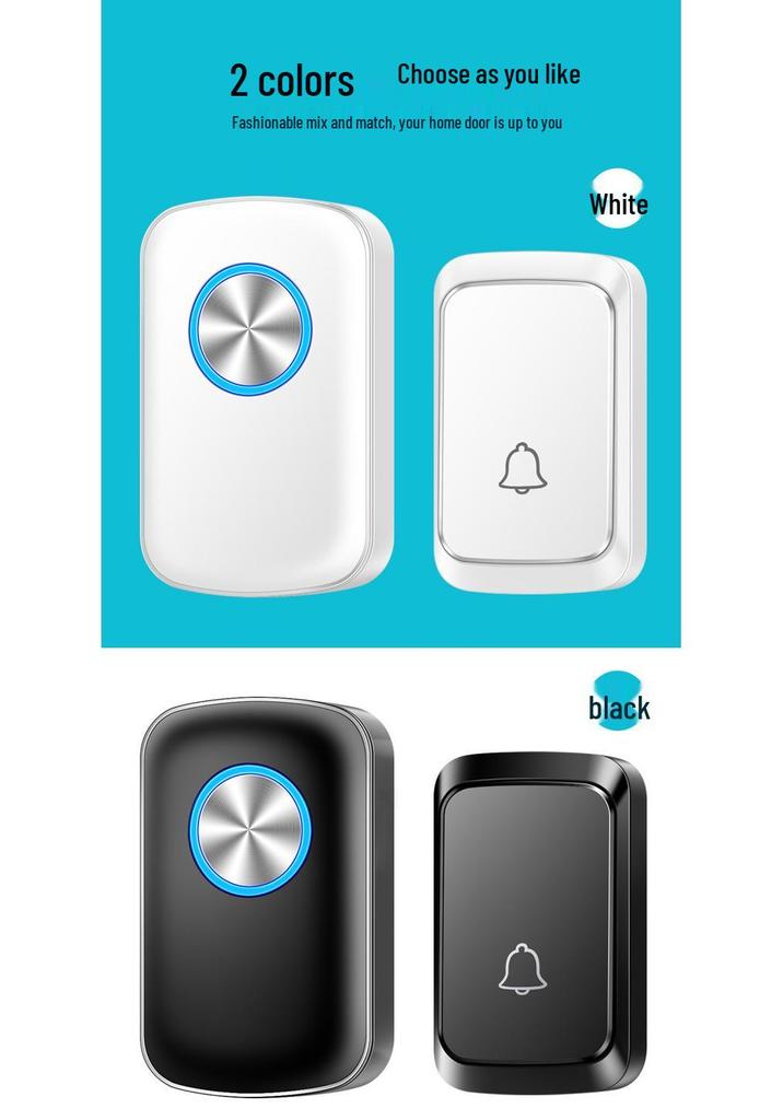 Battery-Powered Wireless Doorbell for Home - Supports Up to Five Callers, No Plug Needed