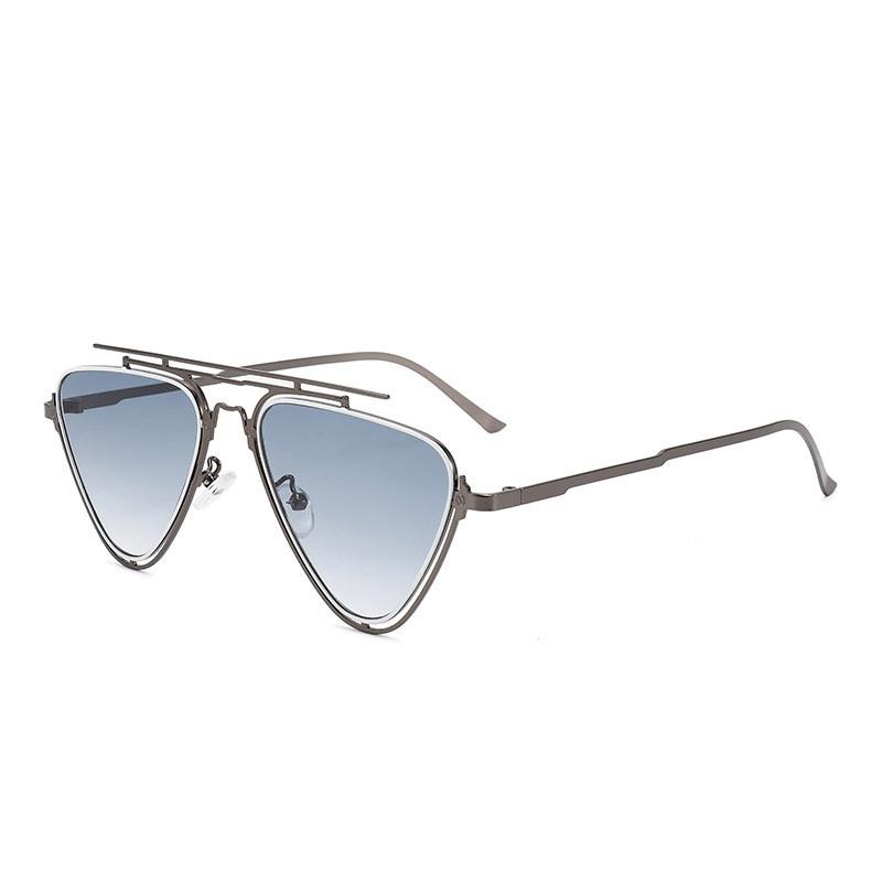 Luxury Retro Gradient Thin Frame Triangle Double Bridge Women Sunglasses  Fashion Leisure Outdoor Men Sun Glasses Uv400