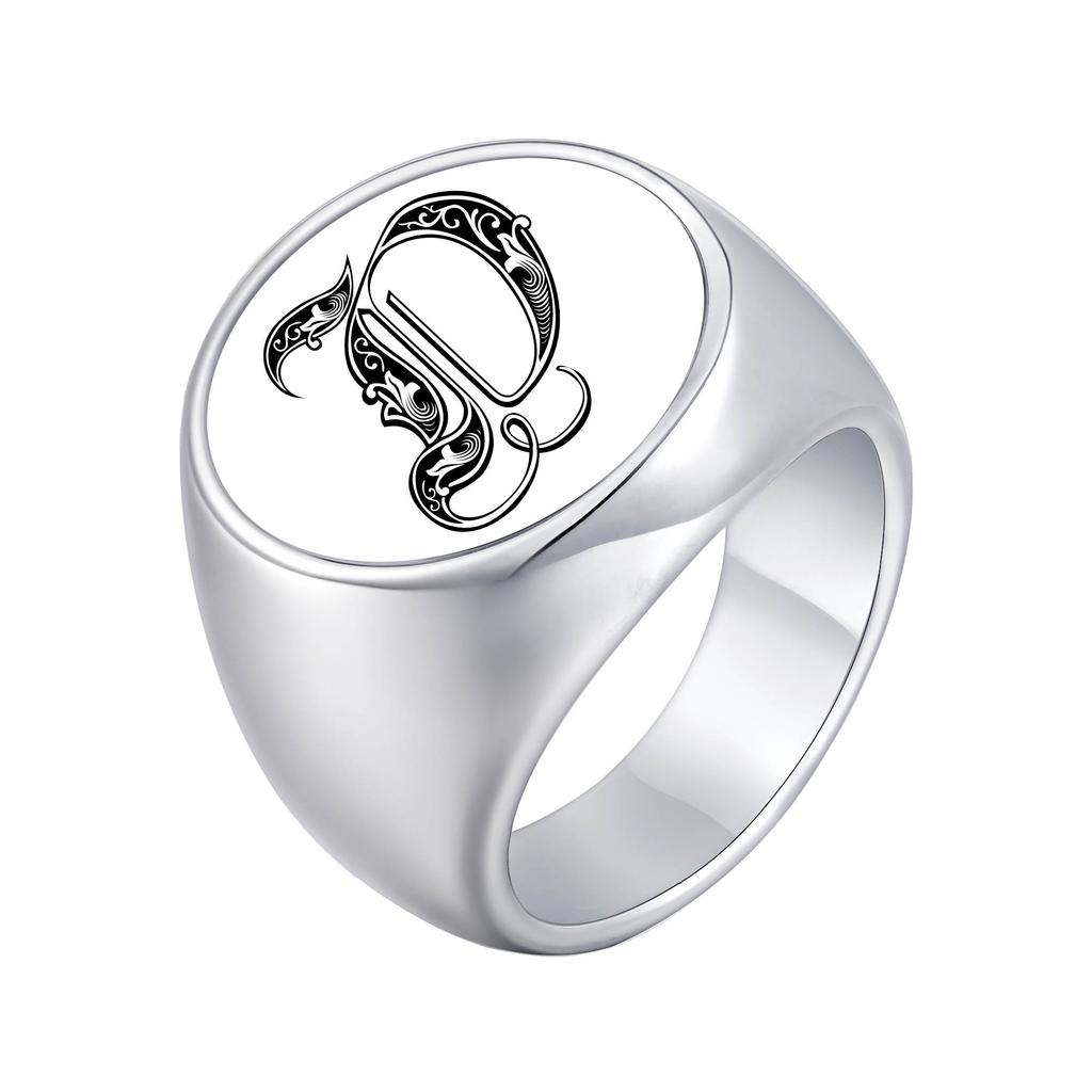 Vnox Personalized Retro Initials Signet Ring for Men, 20mm Wide Band Rings Stainless Steel Letters Custom Jewelry Gifts for Him