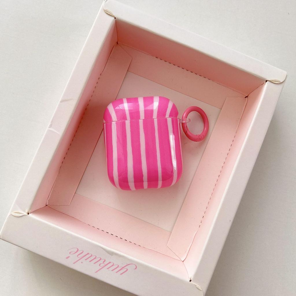 Niche Personality Creative Color Block Striped Earphone Case Protective Cover Compatible with AirPods 3rd Gen Pro 2nd Gen Full Cover Case