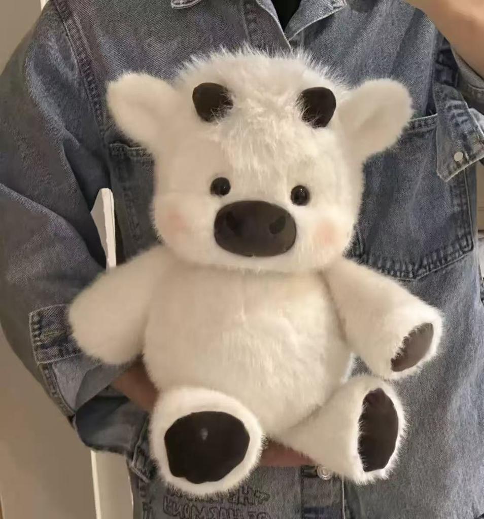 Cuddly Plush Toys Cattle High Quality Fluffy Sitting Pose Doll Warm Cozy Children Companion Xmas Gift Home Decor Gift