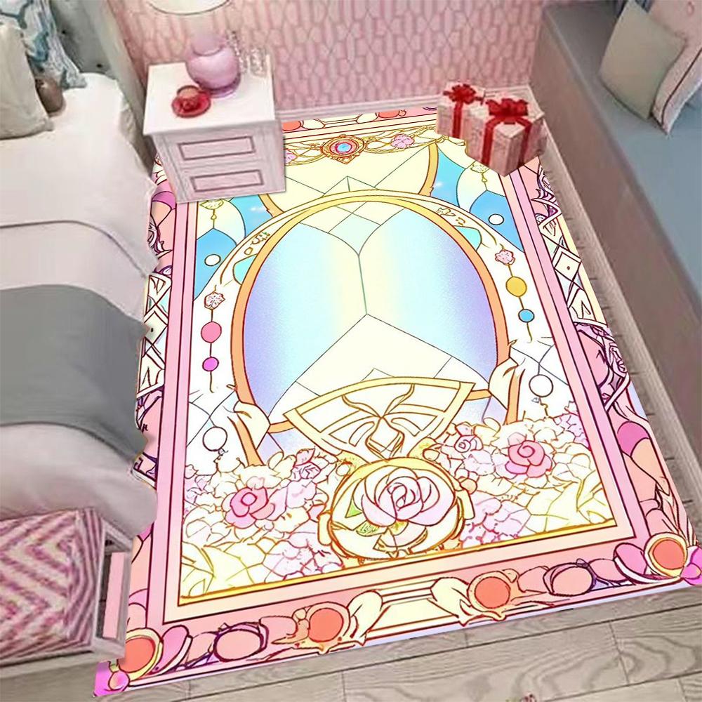  Card Captor Sakura Pink Area Rug Kids Carpets for Girls Home Living Room Child Rug Bedroom Sofa Doormat Floor Mats