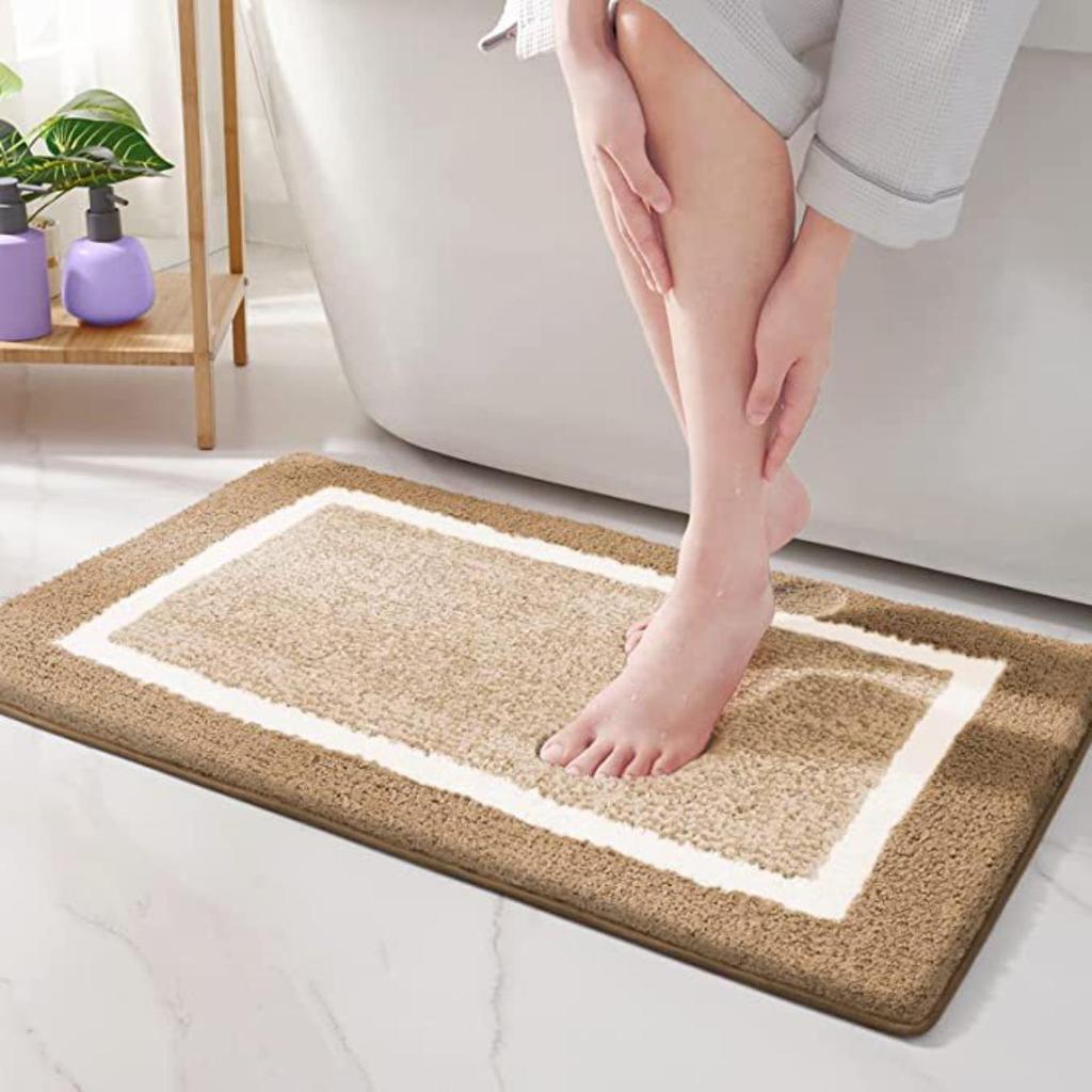 Coral Fleece Emboss Bathroom Cashmere Thickening Mat Bath Non-slip Carpets In Wash Basin Bathtub Side Floor Rug Shower Room Doormat Memory Foam 3D Pad