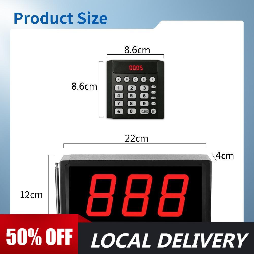 Queue Wireless Calling System Que Number Machine for Clinic Kitchen Office Consult Room Counter Bank LED Display Plug and Play Caller Queue Number