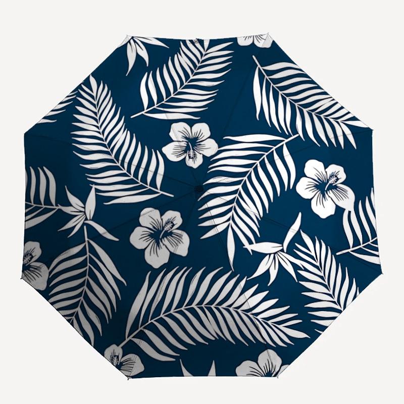 1pc Tropical Leaves Pattern Automatic Open/Close Umbrella - Compact Travel Umbrella, Gift for Birthday, yy251208103