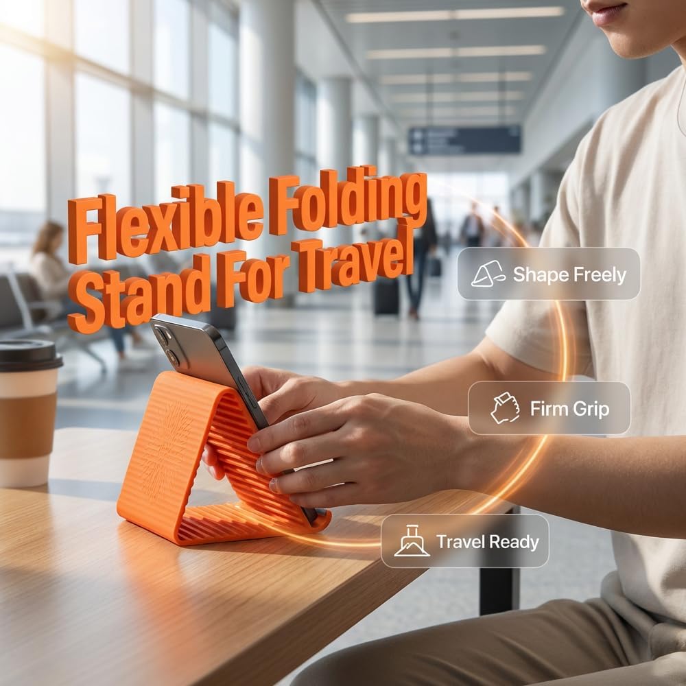 Foldable Silicone Aluminum Holder, Flexible Phone Holder, Bendable Adjustable Anti-Slip Phone Stand Portable Universal Holder