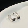 2 Pcs Couple Rings Sunglasses Shape Rhinestone Decor Adjustable Polished Open Ring Alloy Anniversary Gift Finger Jewelry
