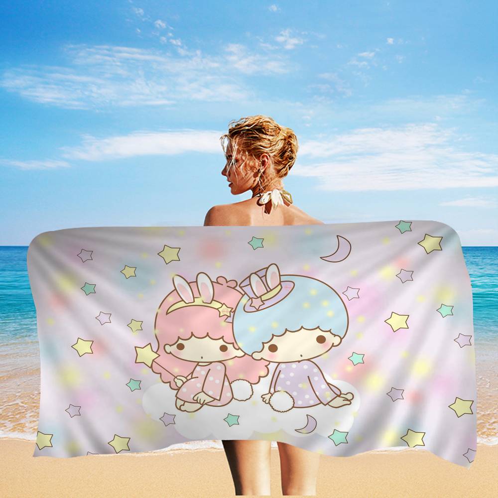 Cartoon Cute Little Twin Stars Microfiber Beach Towel Absorbent Quick Dry Soft Yoga Swimming Resort Mountain Climbing Towel