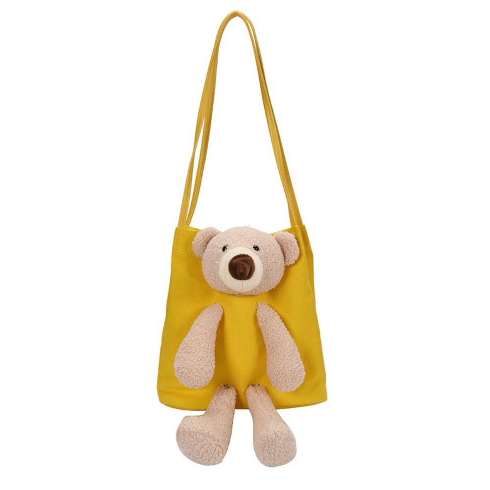 Bolsa de Lona Boneca Fofa Moderna Alta Capacidade Pequena Bolsa Tote Bolsas de Ombro Urso