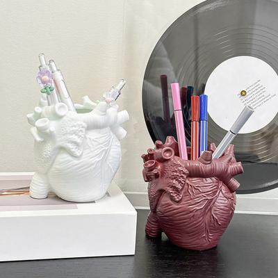 Portapenne a Forma di Cuore Umano Piccolo Modello Anatomico 3D Realistico del Cuore