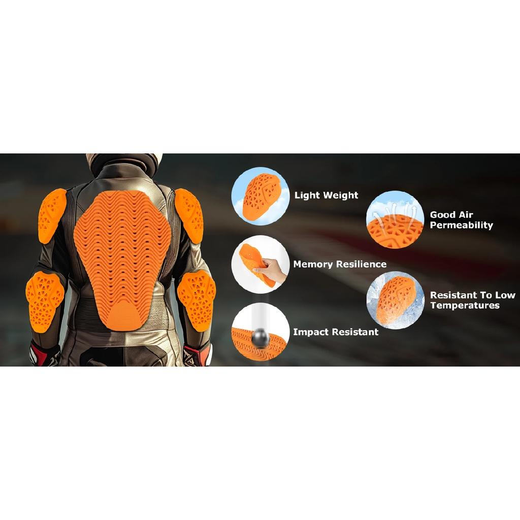 Full CE Level 2 Certified Motorcycle Armor Back Pad Elbow and Shoulder Protection Pads Set Shoulder Jacket Back Protector Insert