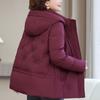 Plus Size XL-6XL Middle Age Women's Short Puffer Jacket Winter Outerwears Hooded Elegant Embroidery Thick Warm Down Coats