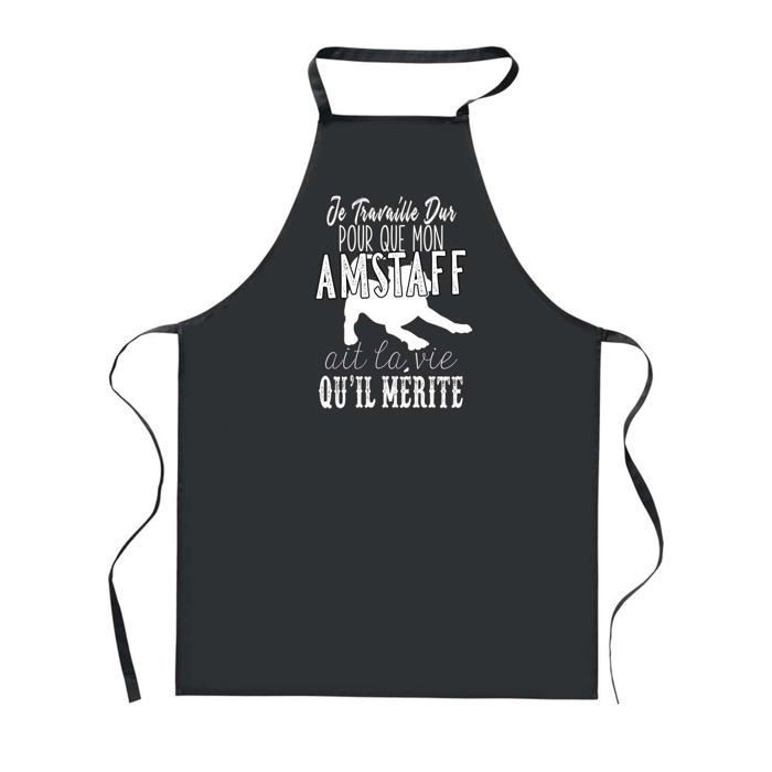 Tablier de cuisine - PLANETEE - Amstaff - Noir - 90x60 cm - Impression française