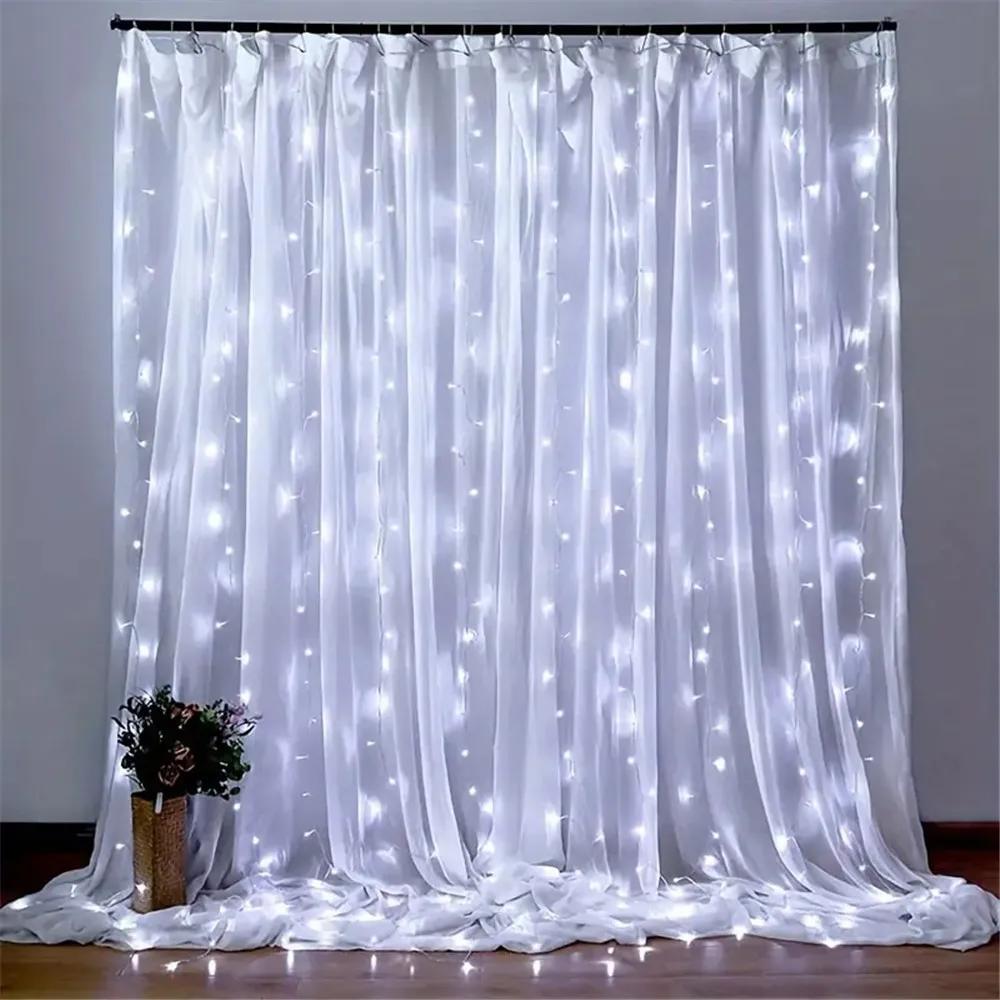 USB Curtain Lights 8 Modes LED Curtain Fairy Lights with Remote Christmas Decorations for Home Wedding Decor New Year 2025