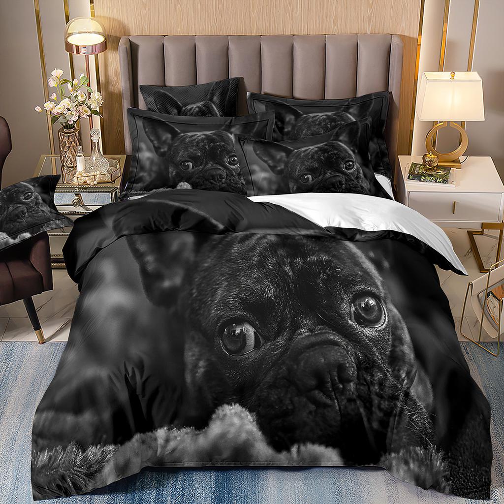 3D-gedruckte Bettwäsche Schäferhund Bettbezug Haustierhund Dreiteilige Heimtextilien