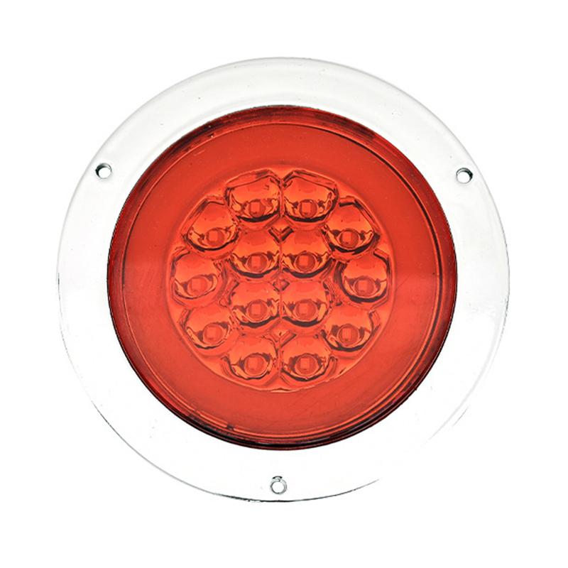 10-30V Hot Selling 4 Inch Round LED Indicator Tail Stop Reverse Flashing Light for Truck Trailer Rear Lamp with Chrome Grommet