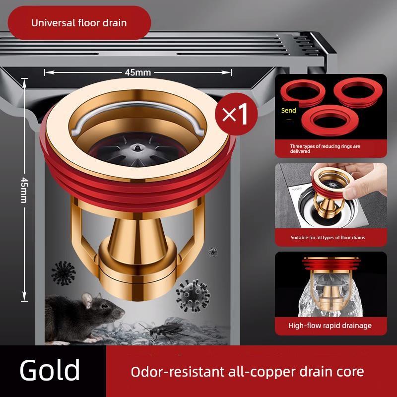 All-Copper Floor Drain Deodorizer, Universal Anti-Odor Device for Bathroom, Inner Core Anti-Backflow Valve, Anti-Odor Gadget for Drain Pipes, Sealing