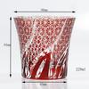 220 Ml Handmade Edo Kiriko Design Colored Glass Wine Tumbler for Home Bar Decor Birthday Gift