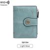 2023 RFID Women's Oil Wax Leather Wallet: Short Card Holder with Coin Purse and Fashion Buckle Zipper.