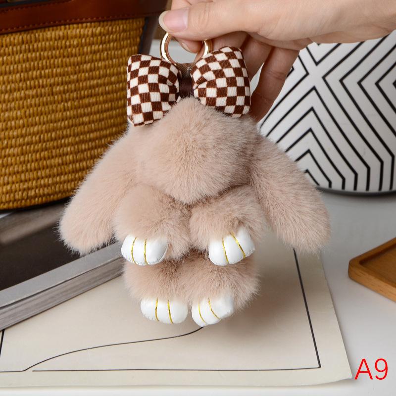 Mini Rabbit Hair Bow Pendant Bag Strap Car Key Chain Cute Bunny Couple Pendant Cute Keychain Key Chains